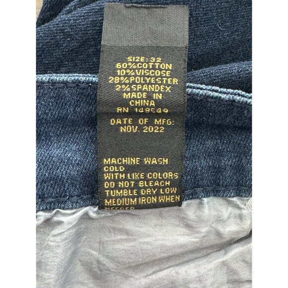 Six Lincoln New York MENs Slim Fit Jeans Size 32 Dark Wash Denim Casual Pants - Picture 6 of 12